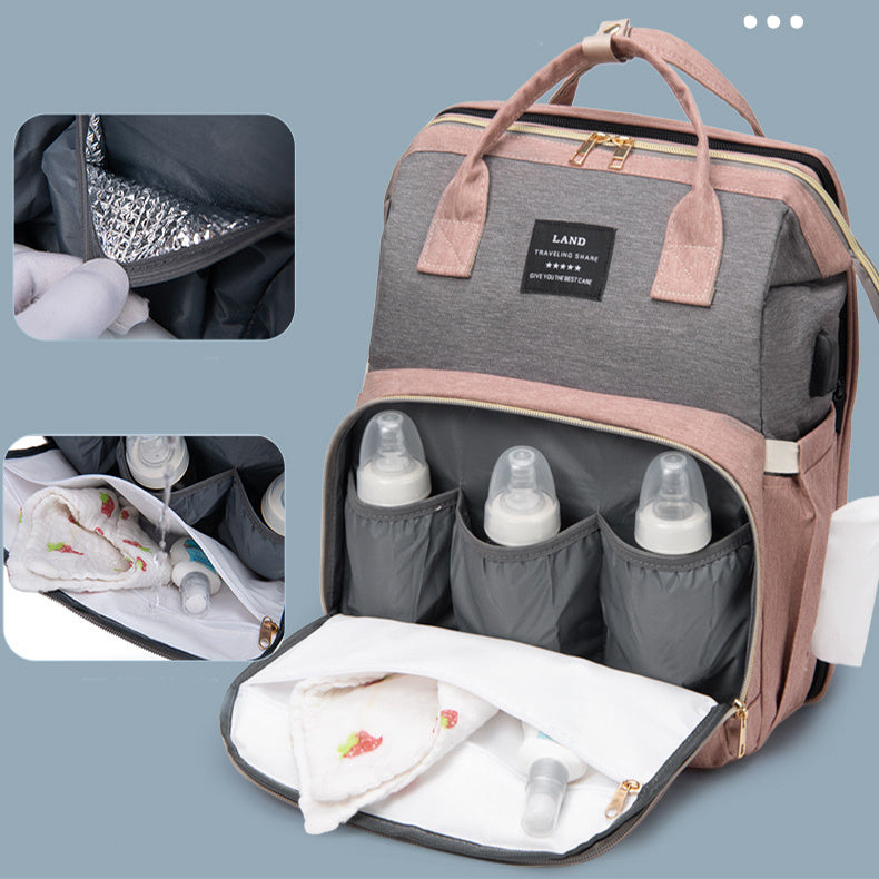 New Mummy Baby Crib Backpack Large Capacity Out Milk Insulated Bag Women-4