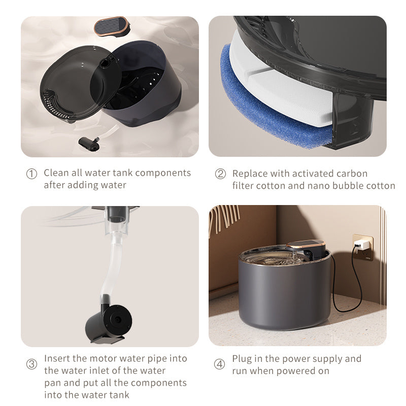 Automatic Pet Cat Water Fountain Mute Water Feeder Bowl USB Charge Auto Electric Feeder Pet Drinking Dispenser For Cat Dog Pet Products-3