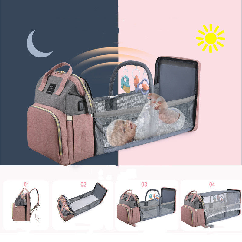 New Mummy Baby Crib Backpack Large Capacity Out Milk Insulated Bag Women-8